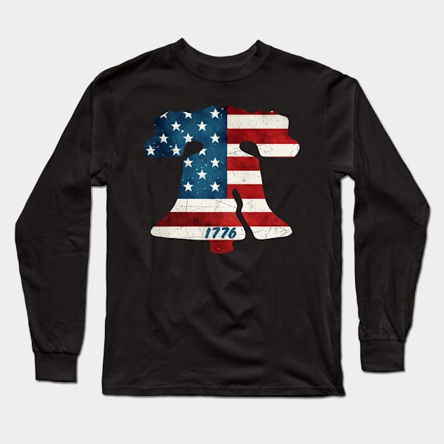 Philadelphia Liberty Bell American Flag Grunge 1776 Stars and Stripes Philly Fan Favorite Long Sleeve T-Shirt by TeeCreations